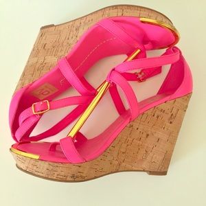 Dolce Vita Tremor Cork Wedge Sandal Pink Leather