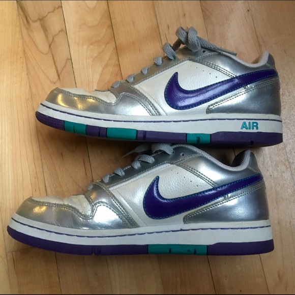 Nike Air Force 1 Metallic Silver Purple and Teal!