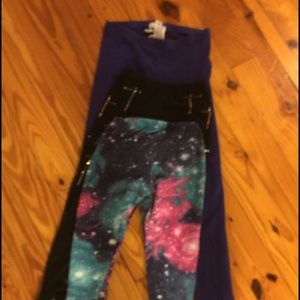 Galaxy, rhinestone crosses  ,and purple leggings