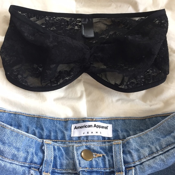 American apparel strapless lace bra size S