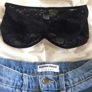 American apparel strapless lace bra size S
