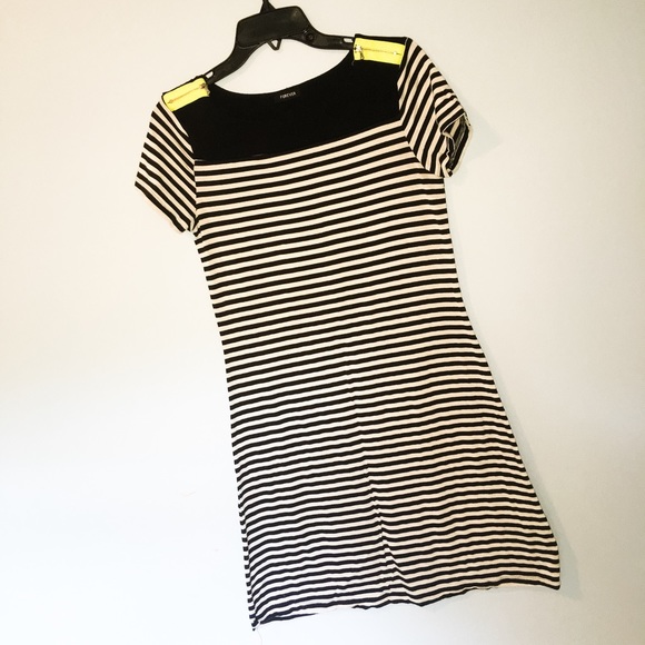 Forever- Black & White Striped T-Shirt Style Dress