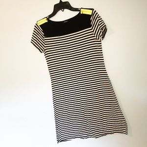 Forever- Black & White Striped T-Shirt Style Dress