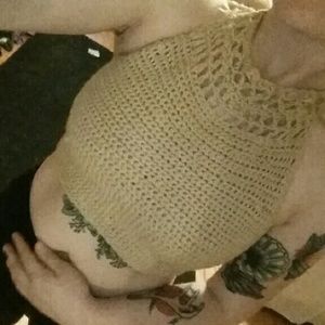 Homemade crochet halter top.