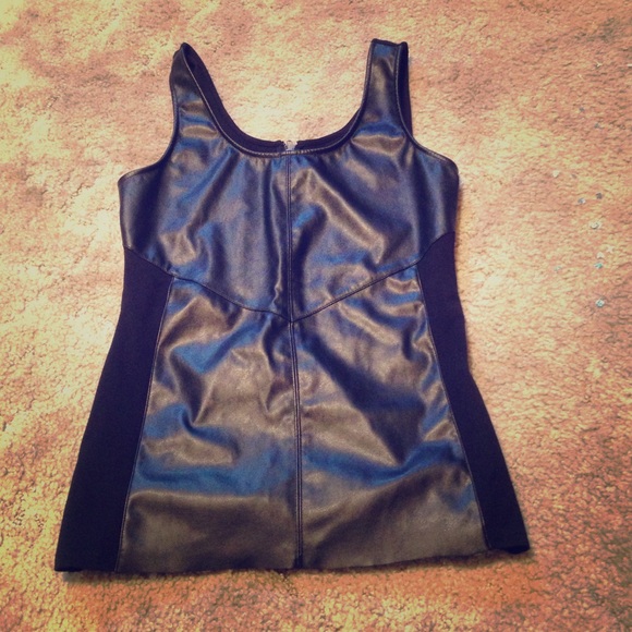 Black leather tank top