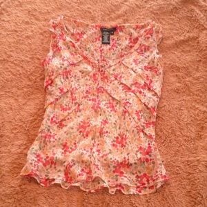 BCBGMaxAzria Silk, Floral lined tank.