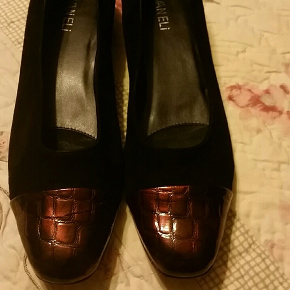 Suede with copper embellished on toes and heels