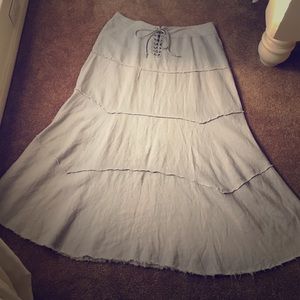 Cabi grey linen tiered long maxi skirt