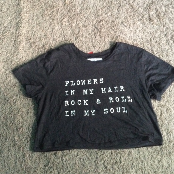 Flowers in my hair rock&roll in my soul crop top