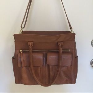 Brown leather purse.