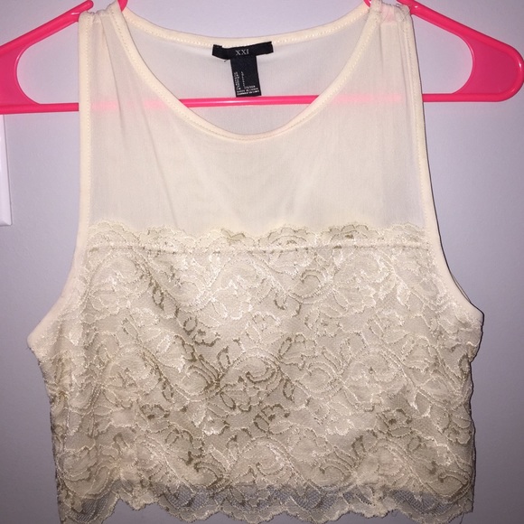 Mesh/ Lace Sleeveless Crop Top