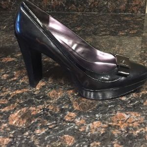 Calvin Klein Black Patent Leather Platform Heels
