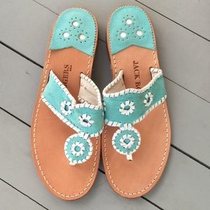 Jack Rogers Navajo Blue Suede/White Sandals