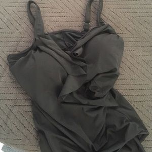 Flattering one piece black bathing suit