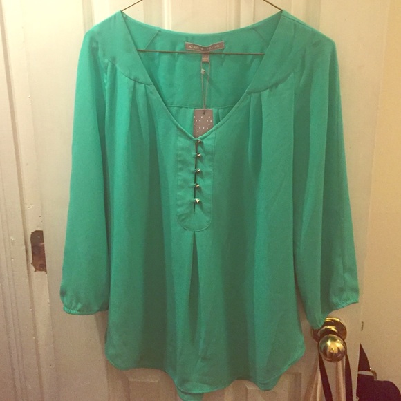 daniel rainn green long sleeve blouse