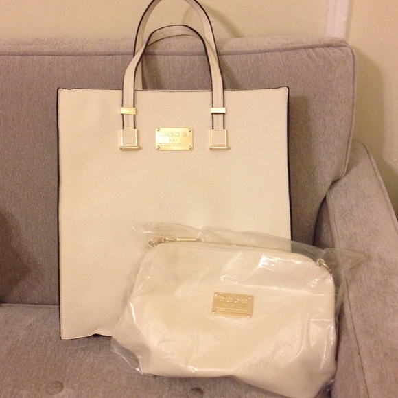 bebe Handbags - White Bebe purse with small purse