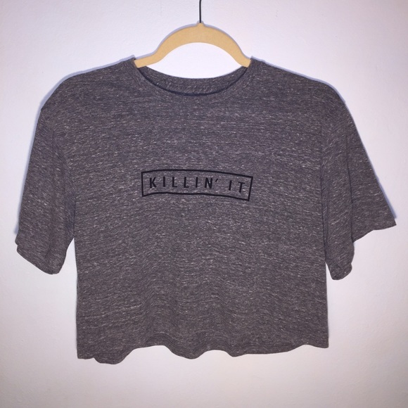 Brandy Melville- Grey "Killin' It" Crop Top - Picture 1 of 2