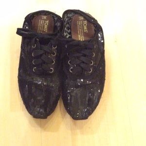 Toms Shoes black sequined cordoned