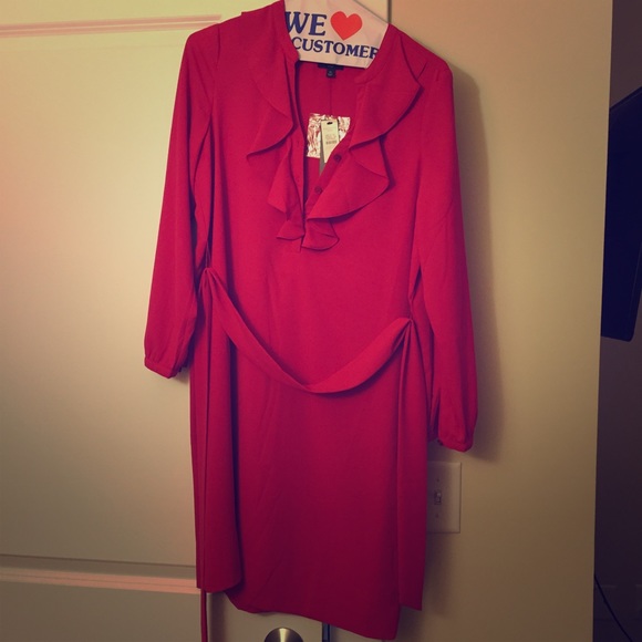 Talbots long sleeve raspberry/red colored dress.