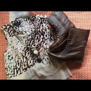 Steve Madden Troopa Brown Lace up Boots