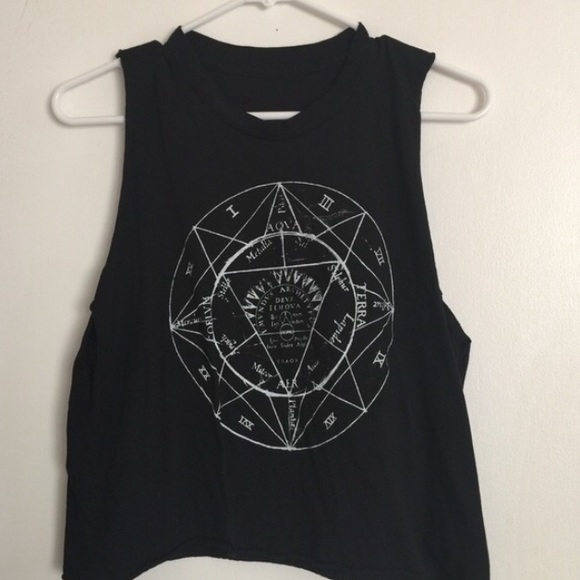 Brandy Melville Black Graphic Muscle Tee