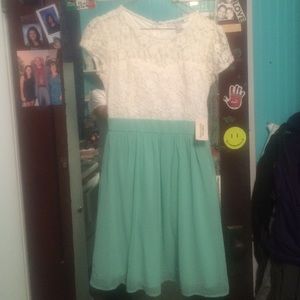 Mint and white lace top dress