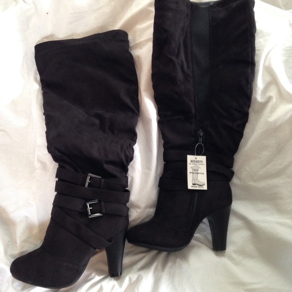 Suede heel boots. Size 6.5