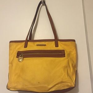 Bright nylon yellow tote.