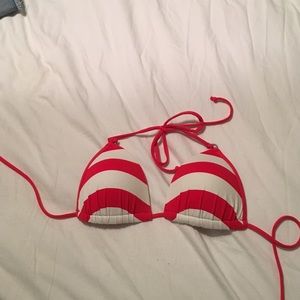 Red and white striped bathing suit