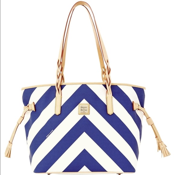SOLD!! Dooney & Bourke Chevron Bailey Blue Tote - Picture 1 of 4