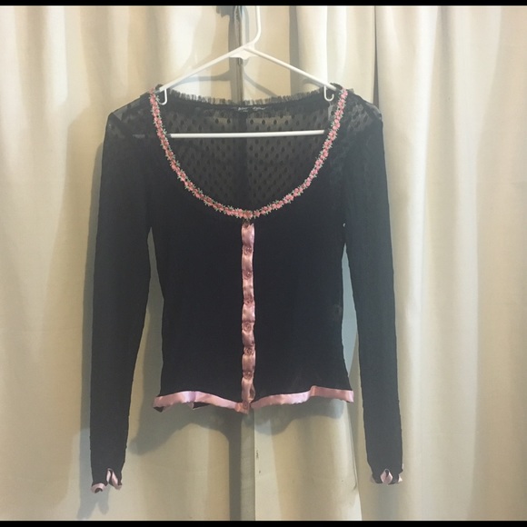 Betsey Johnson polkadot mesh cardigan