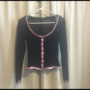 Betsey Johnson polkadot mesh cardigan