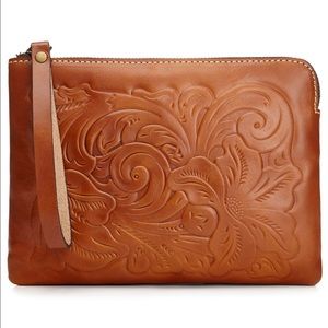 Patricia Nash Cassini Tooled Wristlet, Brown