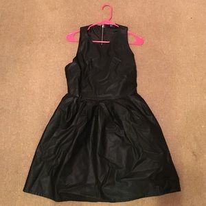 black faux leather dress