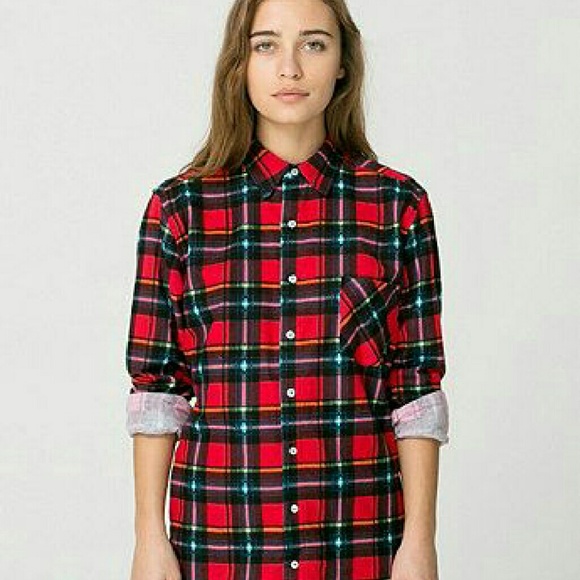American Apparel Red Plaid Shirt