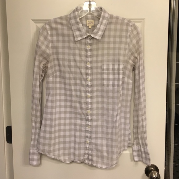 ❌SOLD❌ J. Crew Perfect Grey/White Gingham Blouse