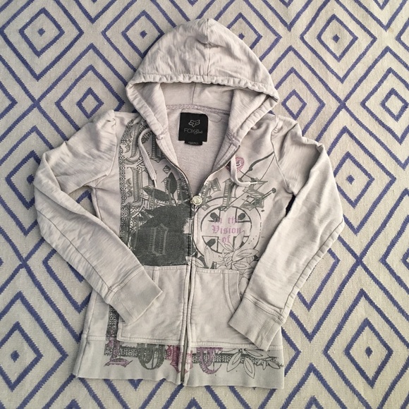 FOX girls, gray/purple zip-up hoodie