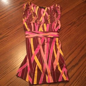 BCBG Max Azria top with cut outs and sash