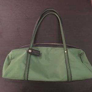 Kate Spade Green Nylon Shoulder Bag W/ Navy Trim
