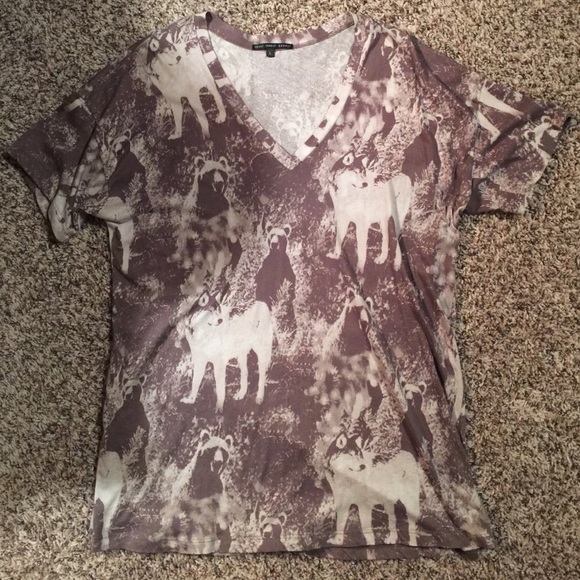 ✅ SOLD! Bear and Wolf Collage Top