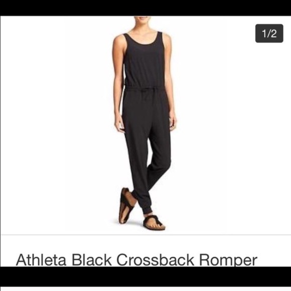 Athleta cross back romper size 4 black