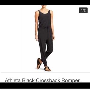 Athleta cross back romper size 4 black