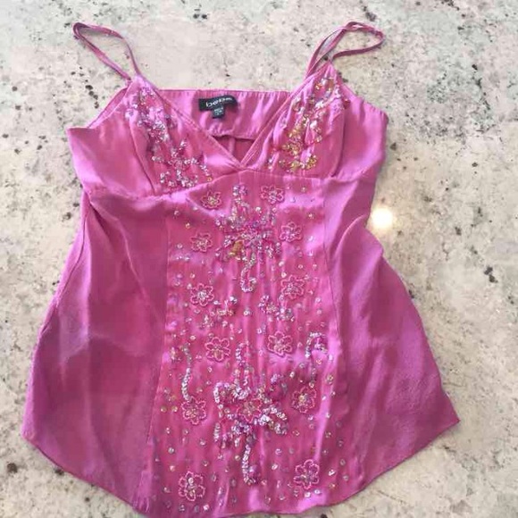 SALE 💕 Silk with Sequins Bebe Tank - Picture 1 of 3
