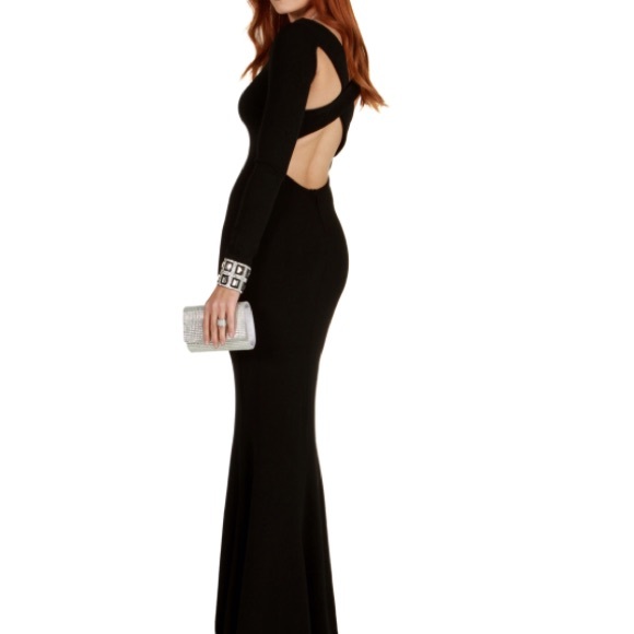 Black long sleeve dress with silver cuffs