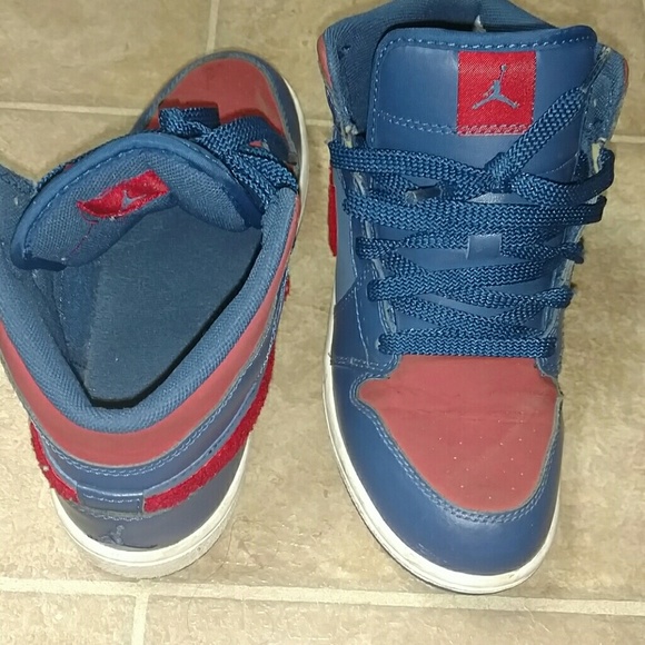 Blue and red Jordan's