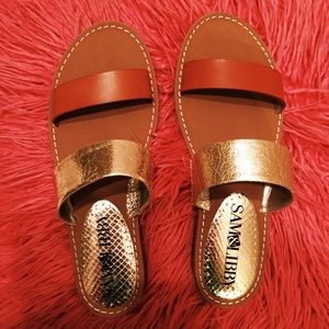 Sam & Libby Gold and Nude Sandals