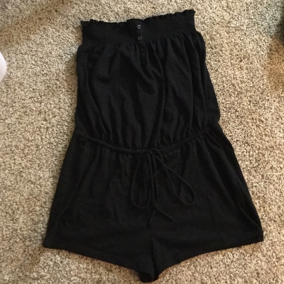 Black strapless romper