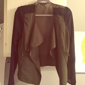 Army green and black Moto type blazer
