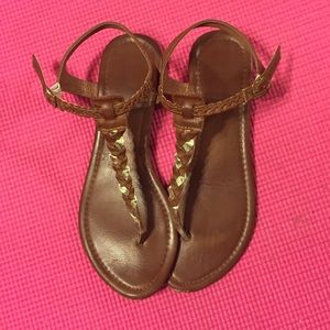 Franchesca's brown/gold braided sandals