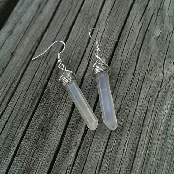 Angel Aura Quartz Crystal Earrings - Picture 3 of 3